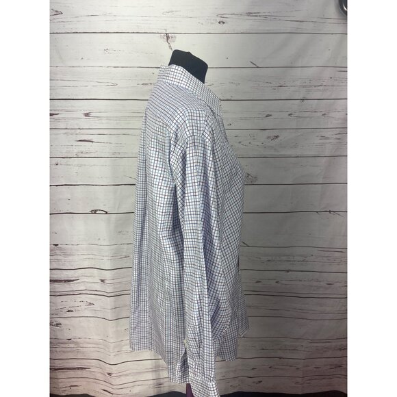 Kirkland Signature Purple‎ Blue Plaid Size 17-33 Men's Button Down Dress SHirt - Picture 2 of 6